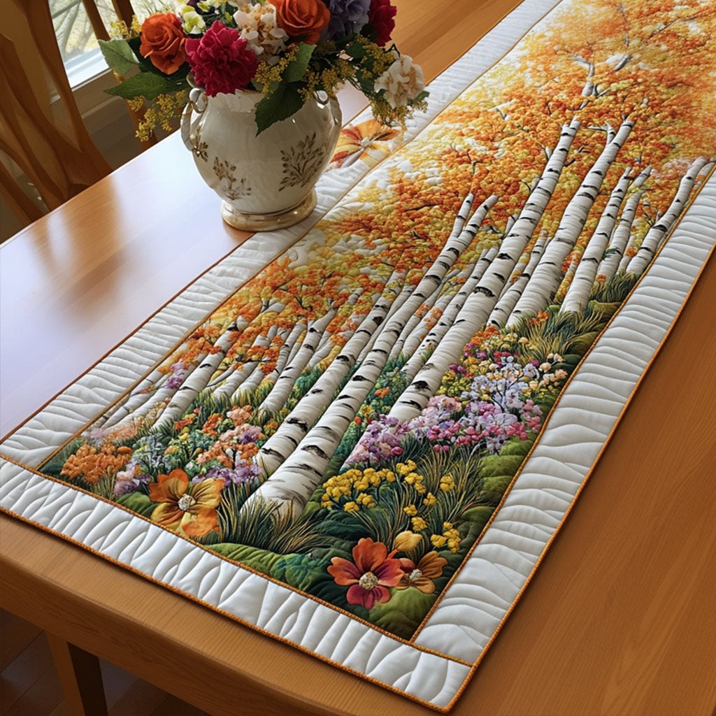 Golden Birch Grove Table Runner