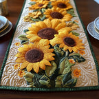 Large Sunflowers on Cream Table Runner