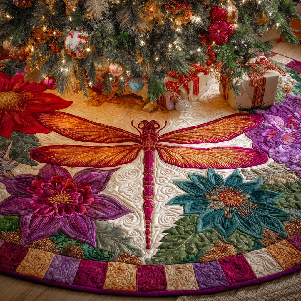 Golden Blossom Harmony Christmas Tree Skirt