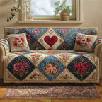 Golden Blossom Heart Sofa Cover