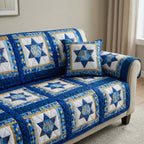 Golden Blue Stars Sofa Cover