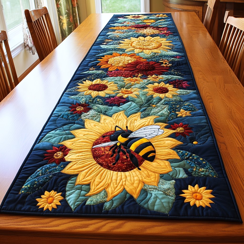 Bee and Ladybug on Sunflower Table Runner