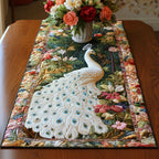 White Peacock in the Garden Table Runner