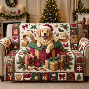 Golden Christmas Gift Surprise Sofa Cover - Made to Order