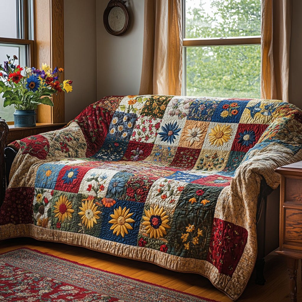 Golden Daisy Field Sofa Cover