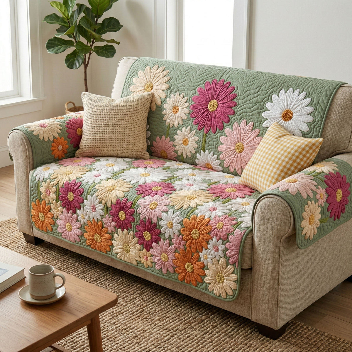Golden Daisy Sofa Cover