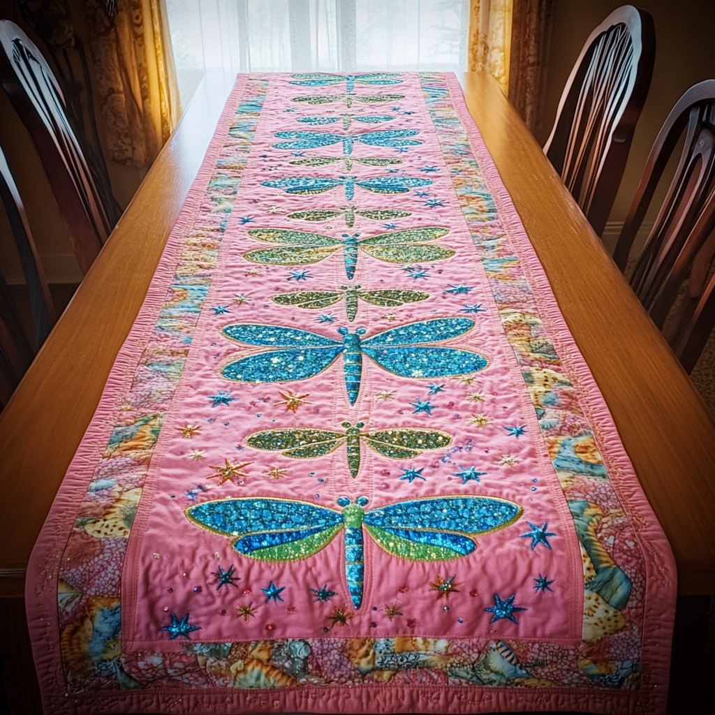 Golden Dragonfly Table Runner