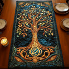 Celtic Tree of Life on Teal Table Runner