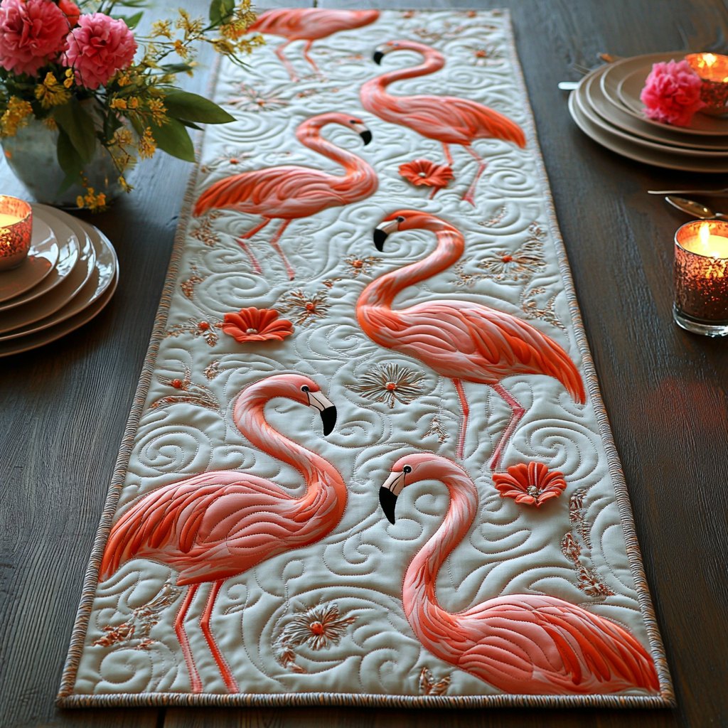 Golden Flamingo Table Runner