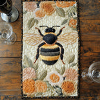 Bumblebee with Pale Peach Blooms Table Runner