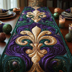 Golden Fleur de Lis on Purple Table Runner