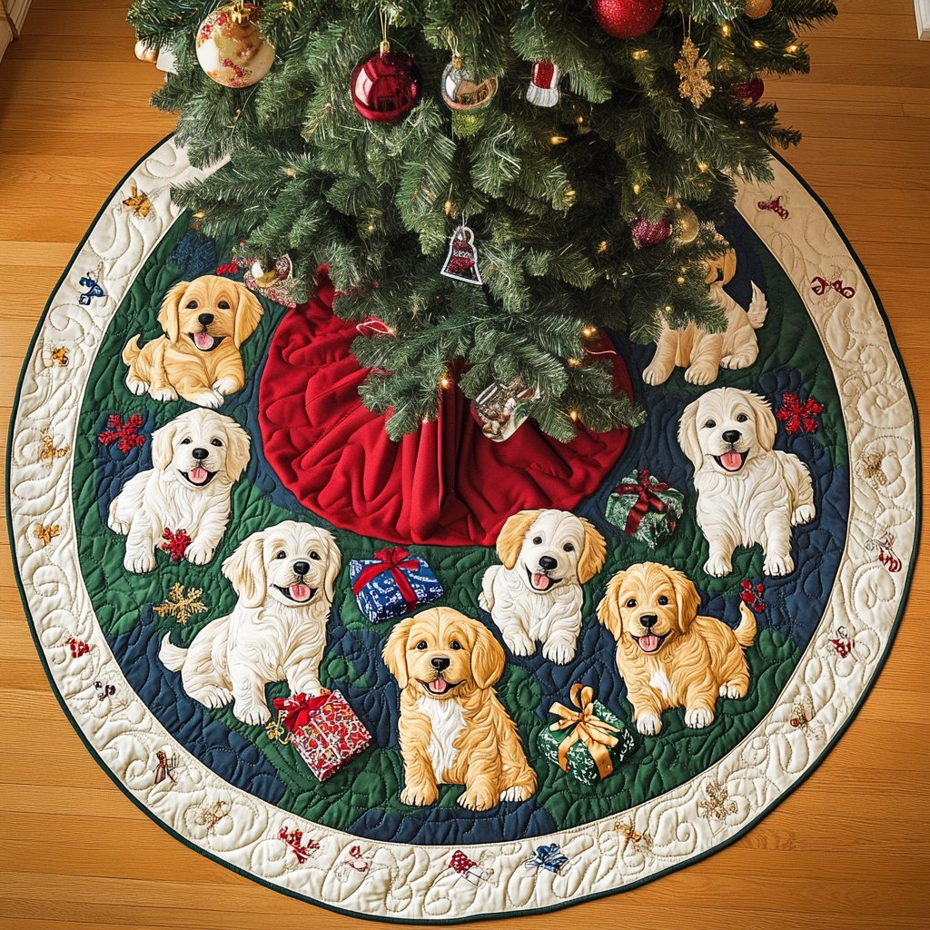 Golden Gift Chritstmas Christmas Tree Skirt