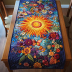 Sunflower over Colorful Flower Bed Table Runner