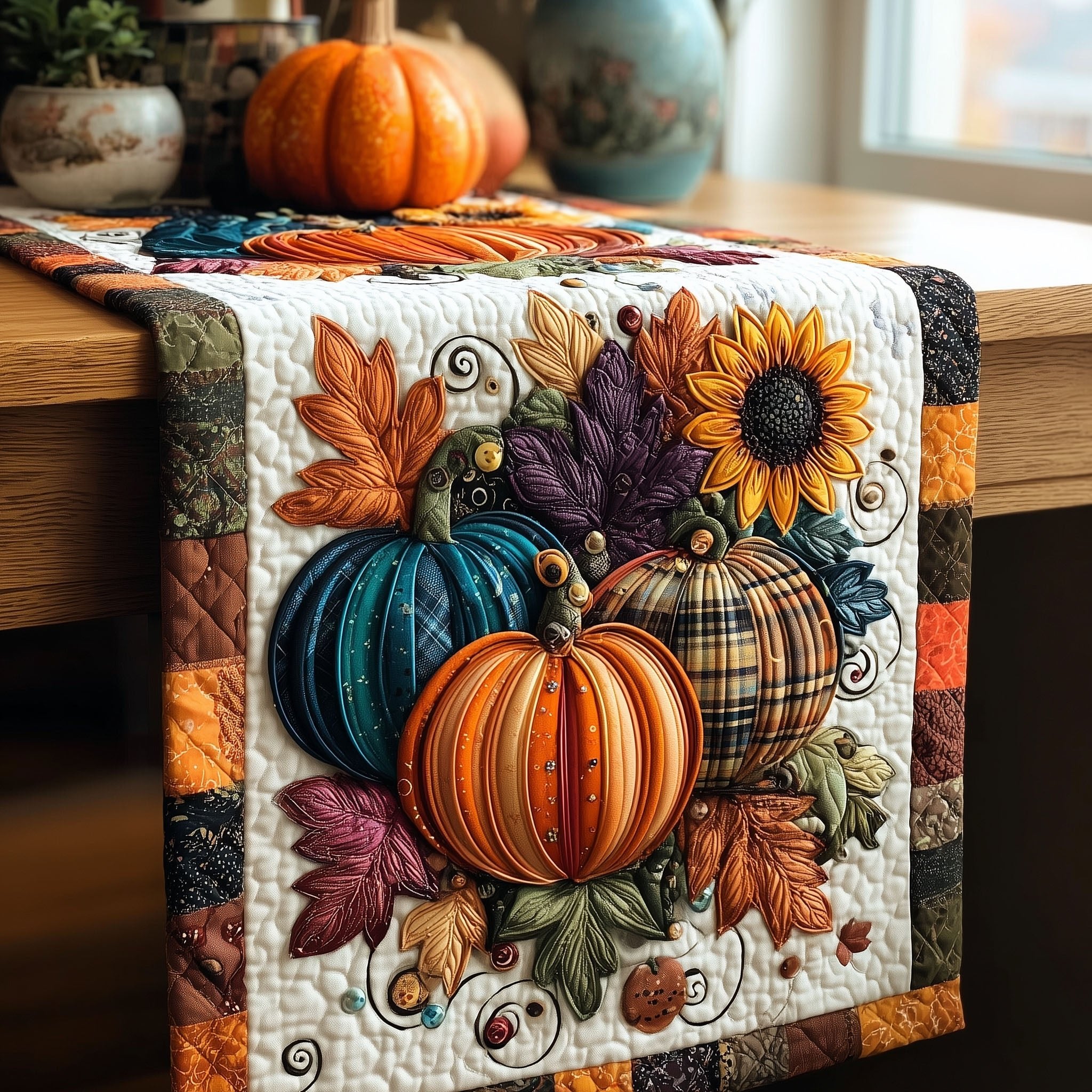 Golden Gourd Garden Table Runner
