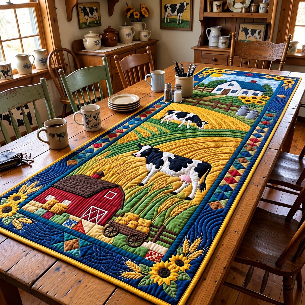 Golden Harvest Cows Table Runner
