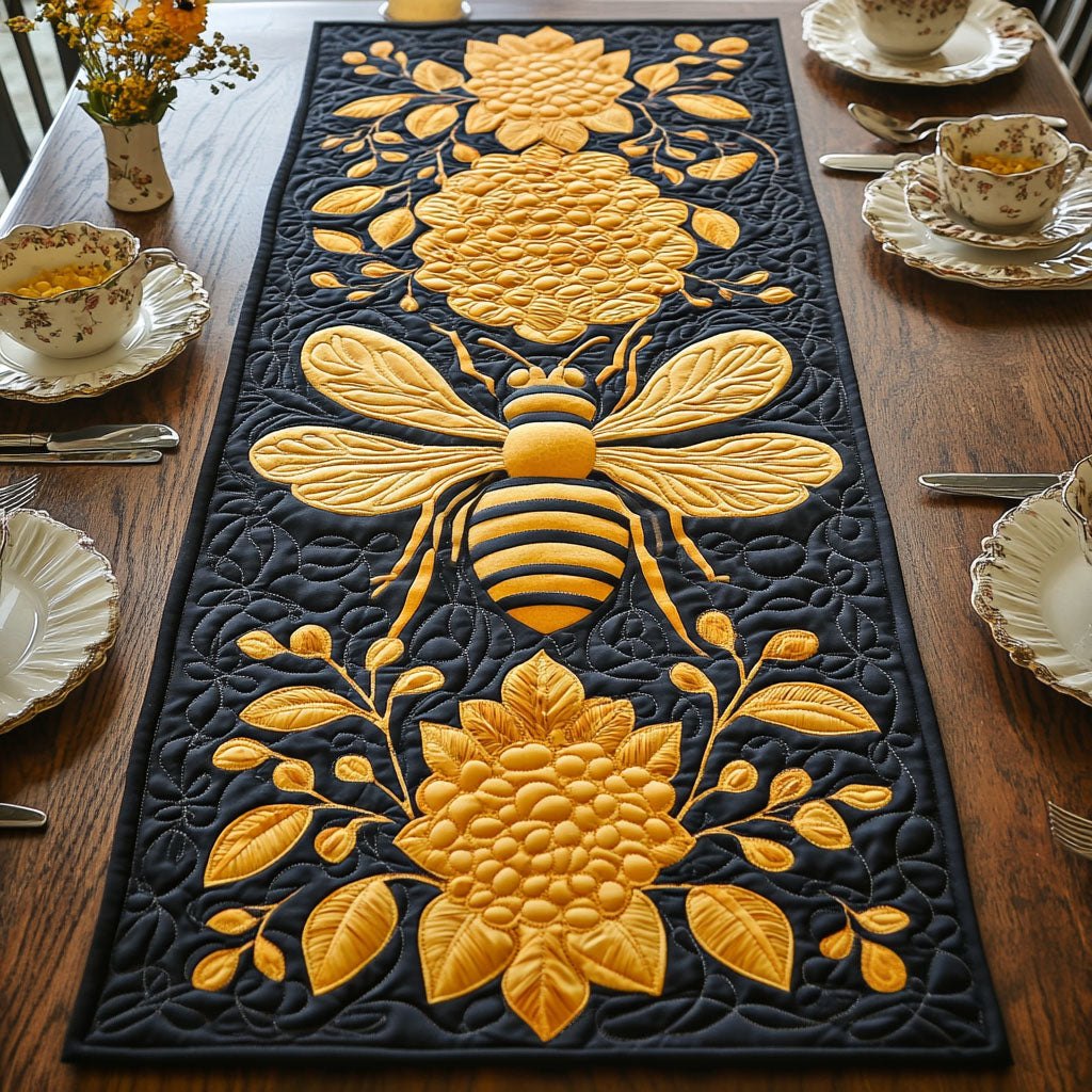 Golden Hive Blooms Table Runner