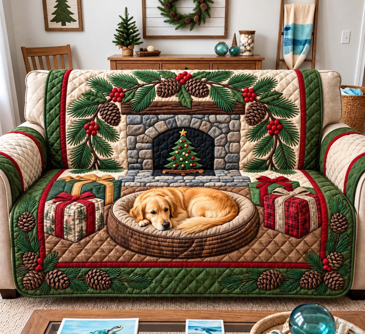 Golden Holiday Retreat Sofa Cover