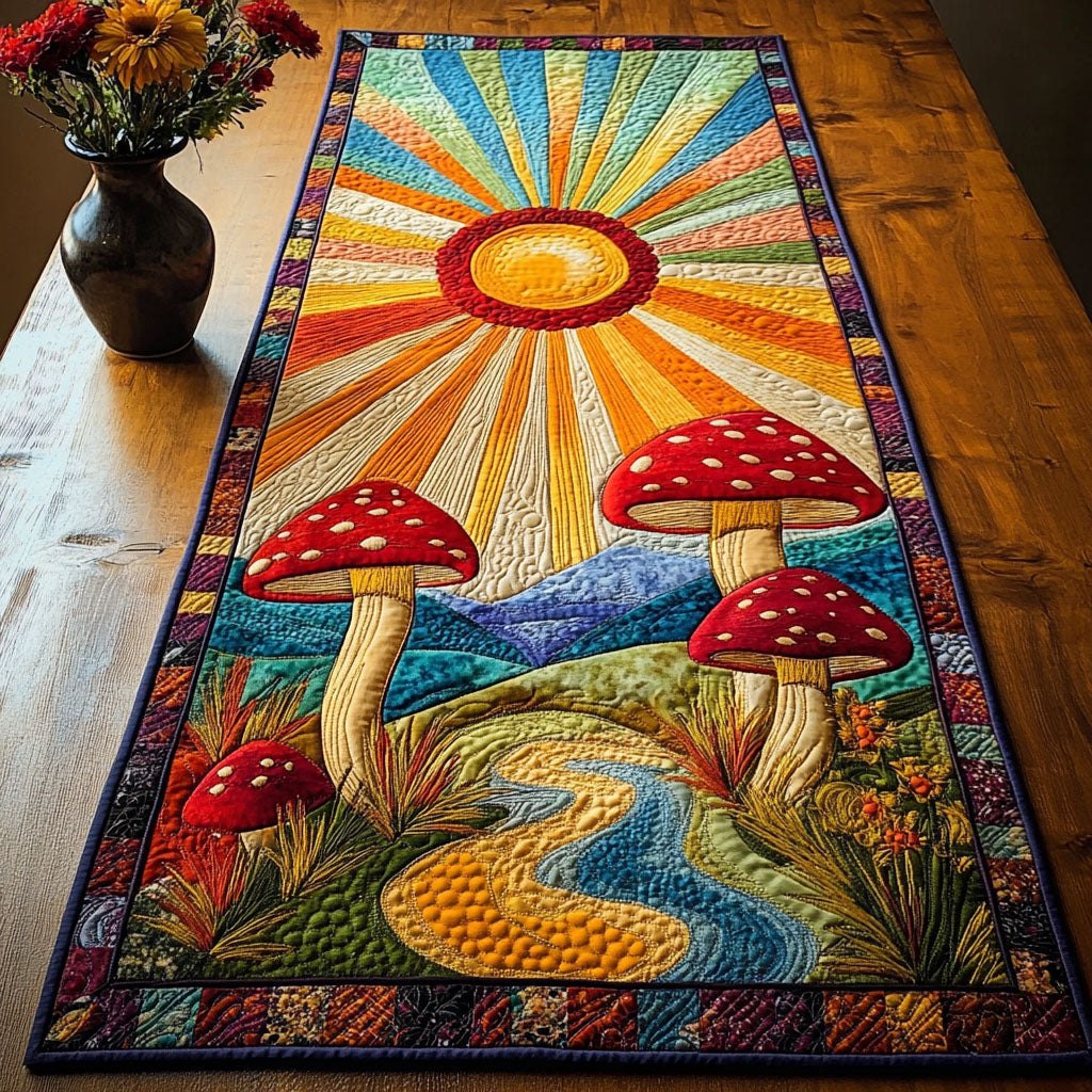 Golden Horizon Mushrooms Table Runner
