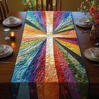Radiant Cross on Rainbow Rays Table Runner