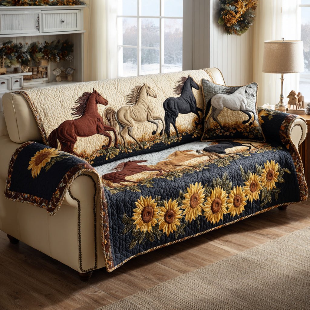 Golden Horse Galaxy Sofa Cover