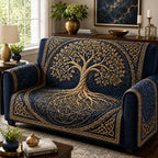 Golden Indigo Forest Sofa Cover