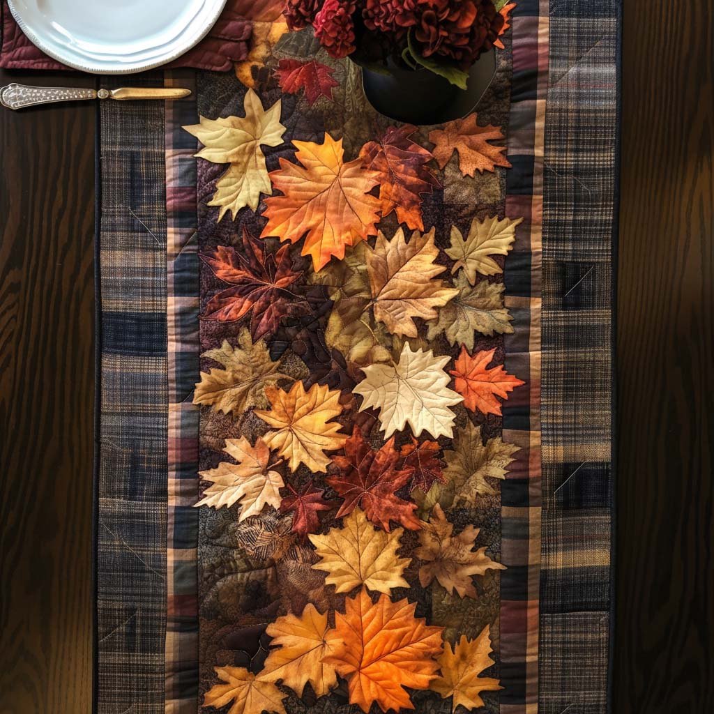 Golden Leaf Dance Table Runner