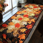 Autumn Leaves and Golden Blooms Table Runner