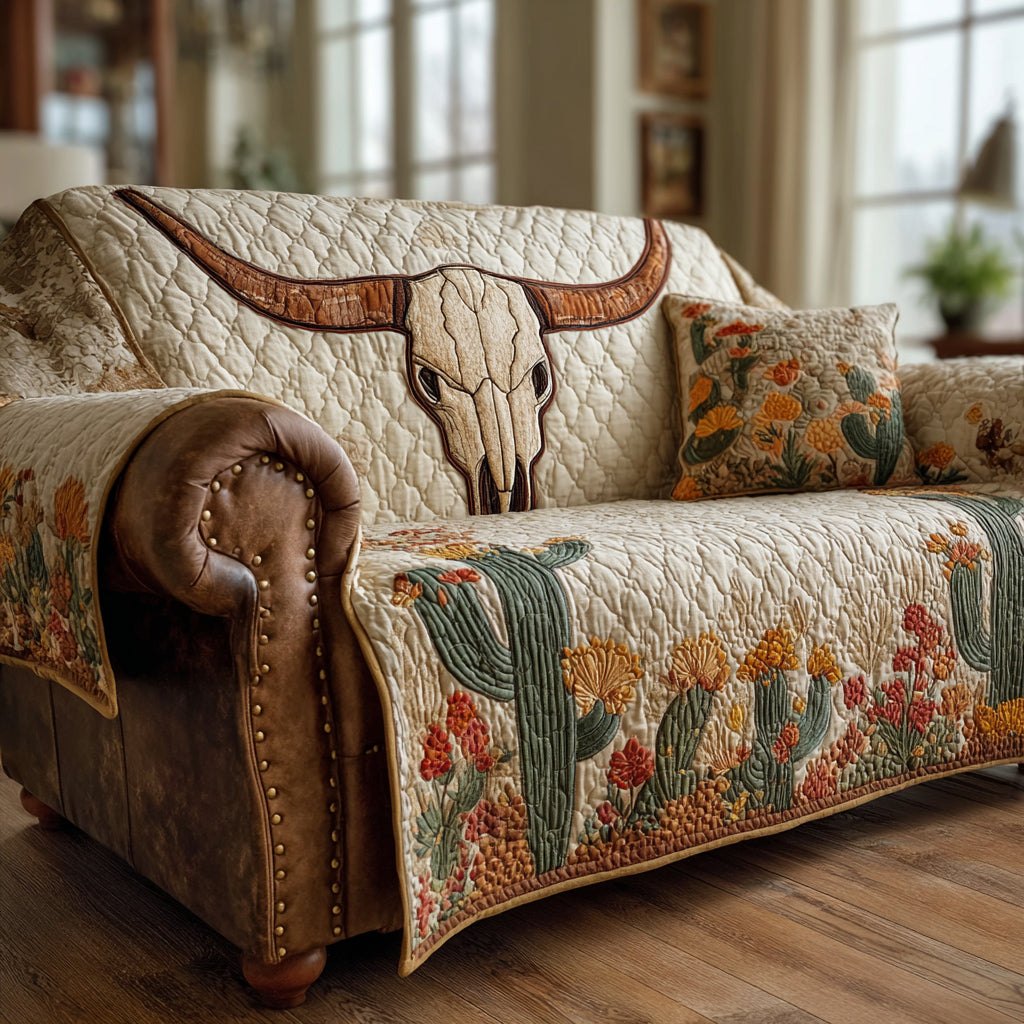 Golden Longhorn Trail Sofa Cover