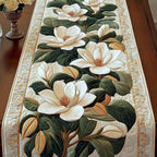 Golden Magnolia Bloom Table Runner