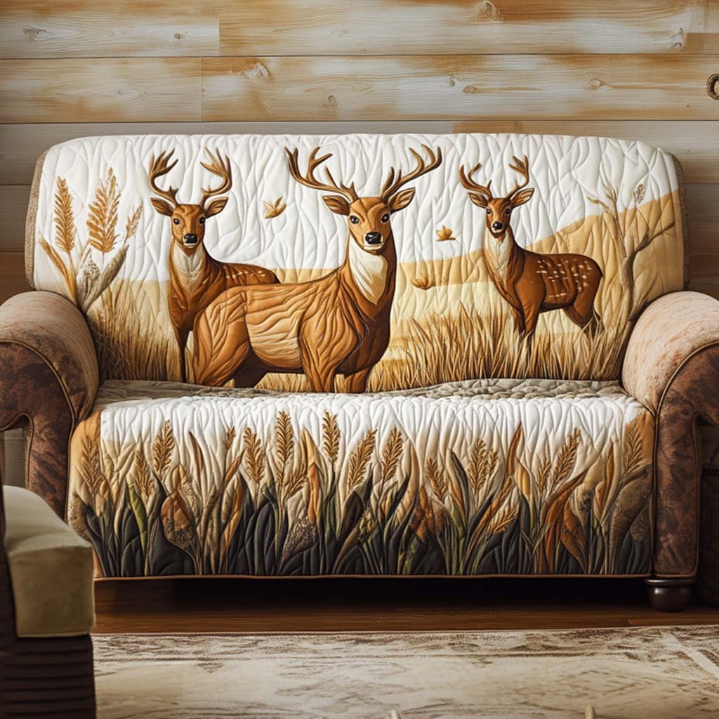 Deer Standing in the Wheat Field Sofa Cover