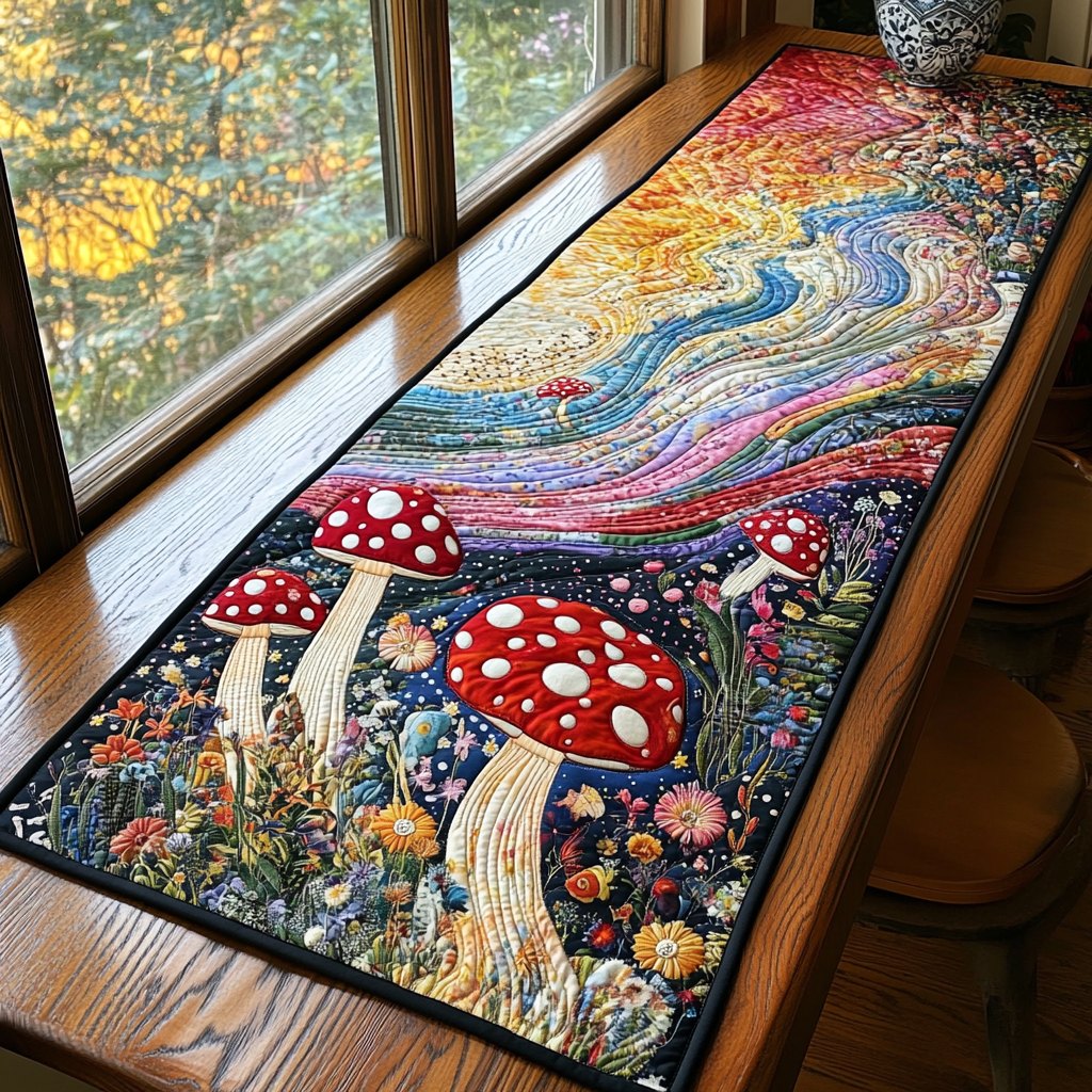 Golden Mushroom Table Runner