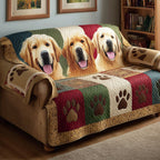 Golden Paw Print Sofa Cover