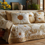 Golden Petals Sofa Cover