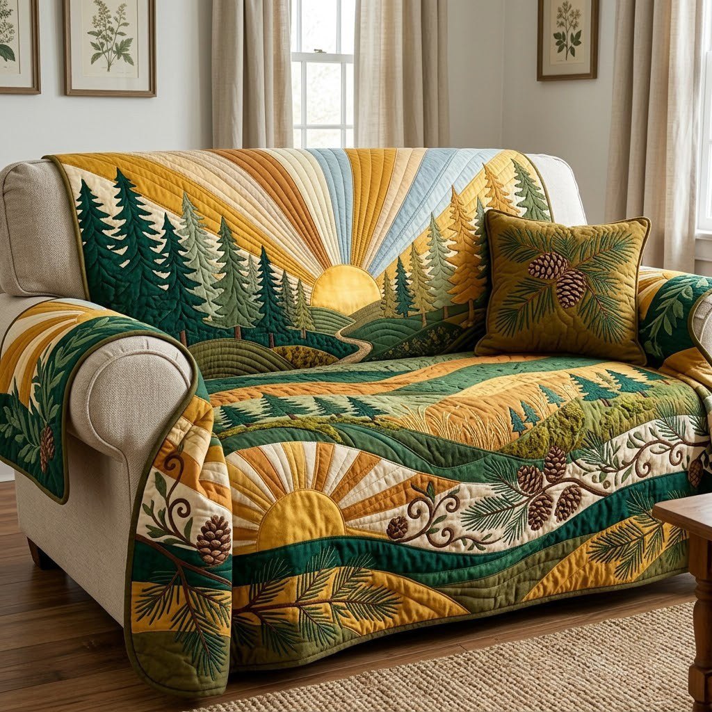 Golden Pine Sunrise Sofa Cover