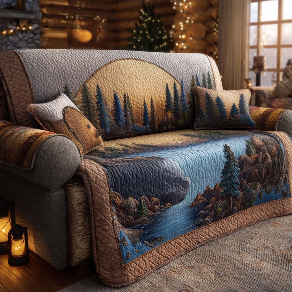 Golden Pines Sofa Cover
