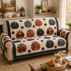 Patterned Pumpkins with Black Stars Sofa Cover