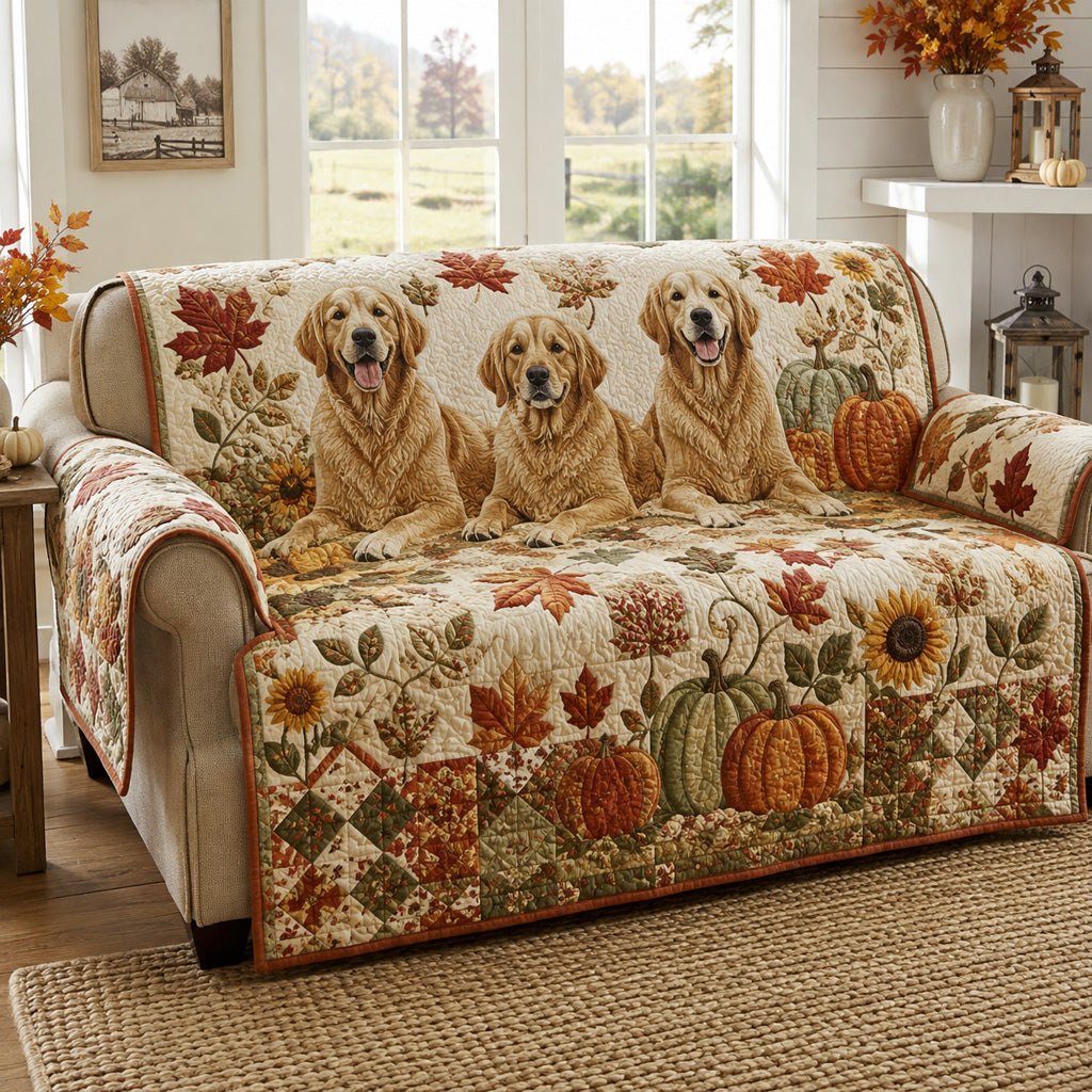 Golden Retriever Meadow Sofa Cover