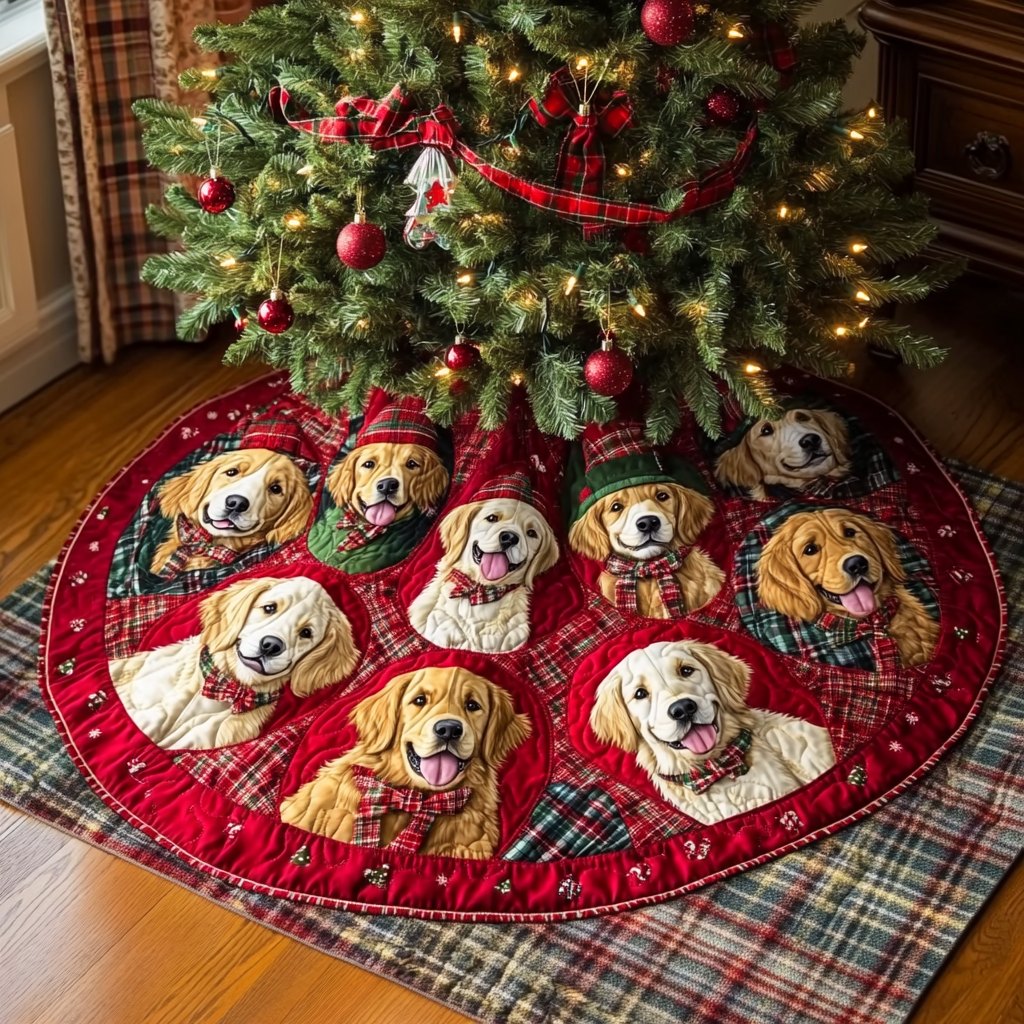 Golden Retriever Wonderland Chritstmas Christmas Tree Skirt