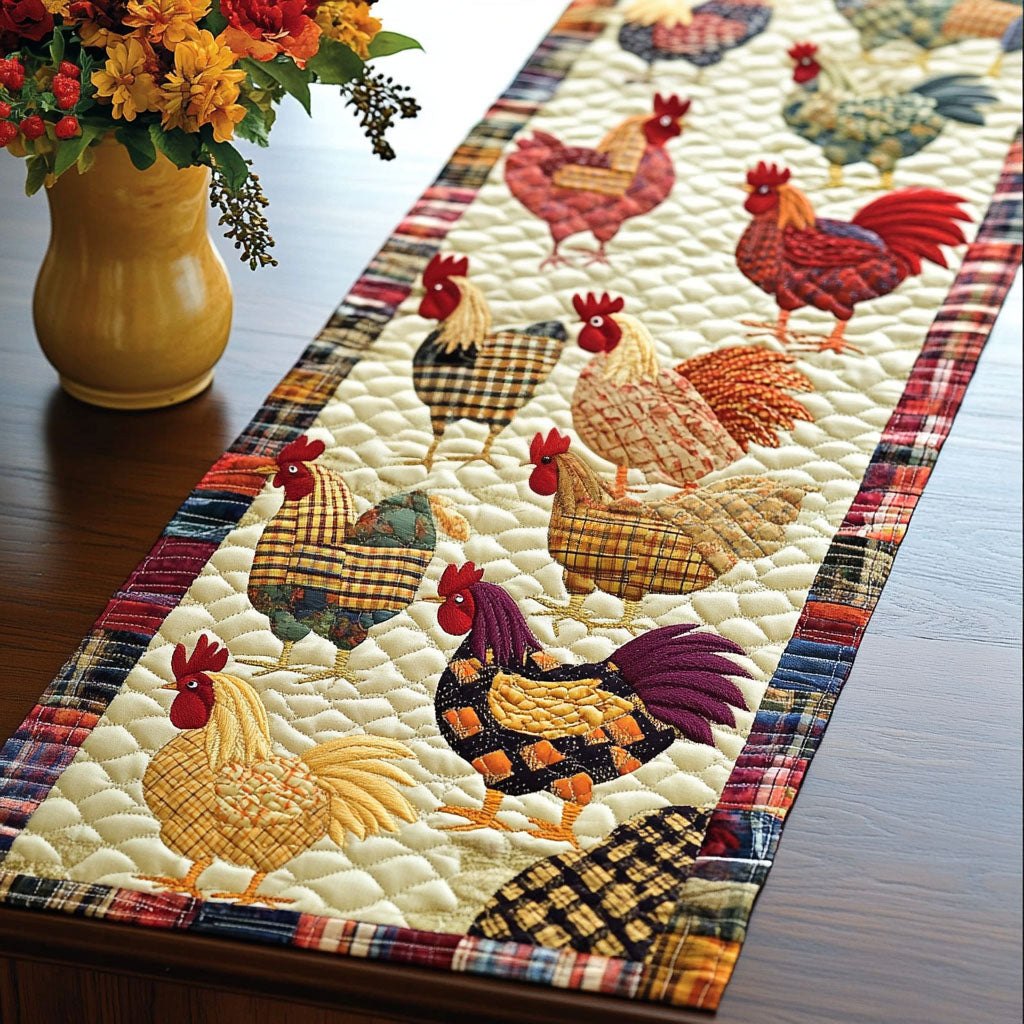 Golden Roosters Table Runner
