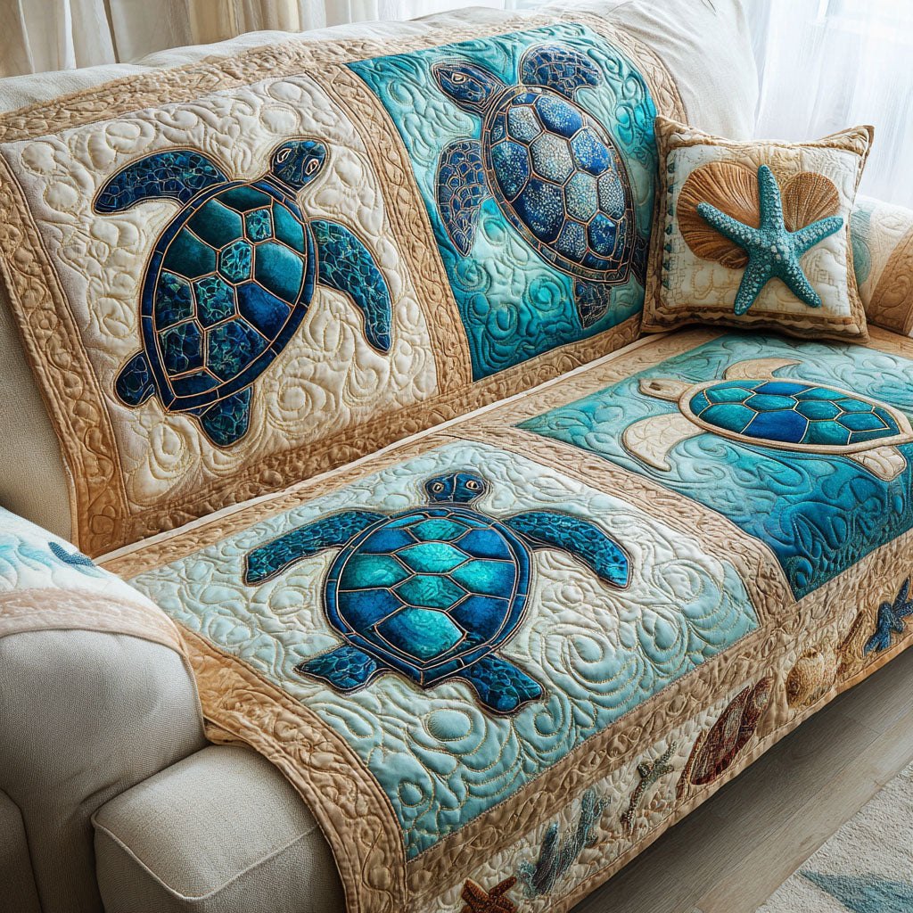 Golden Shells Sofa Cover