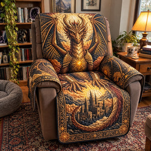 Golden Solar Emperor Dragon Sofa Cover - Made to Order