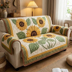 Sunflowers on Cream Quilt Sofa Cover