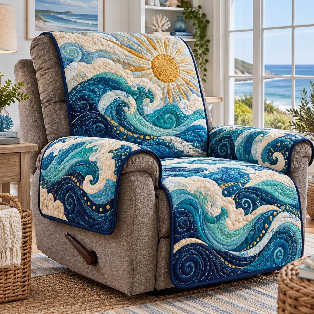 Golden Sun Waves Sofa Cover