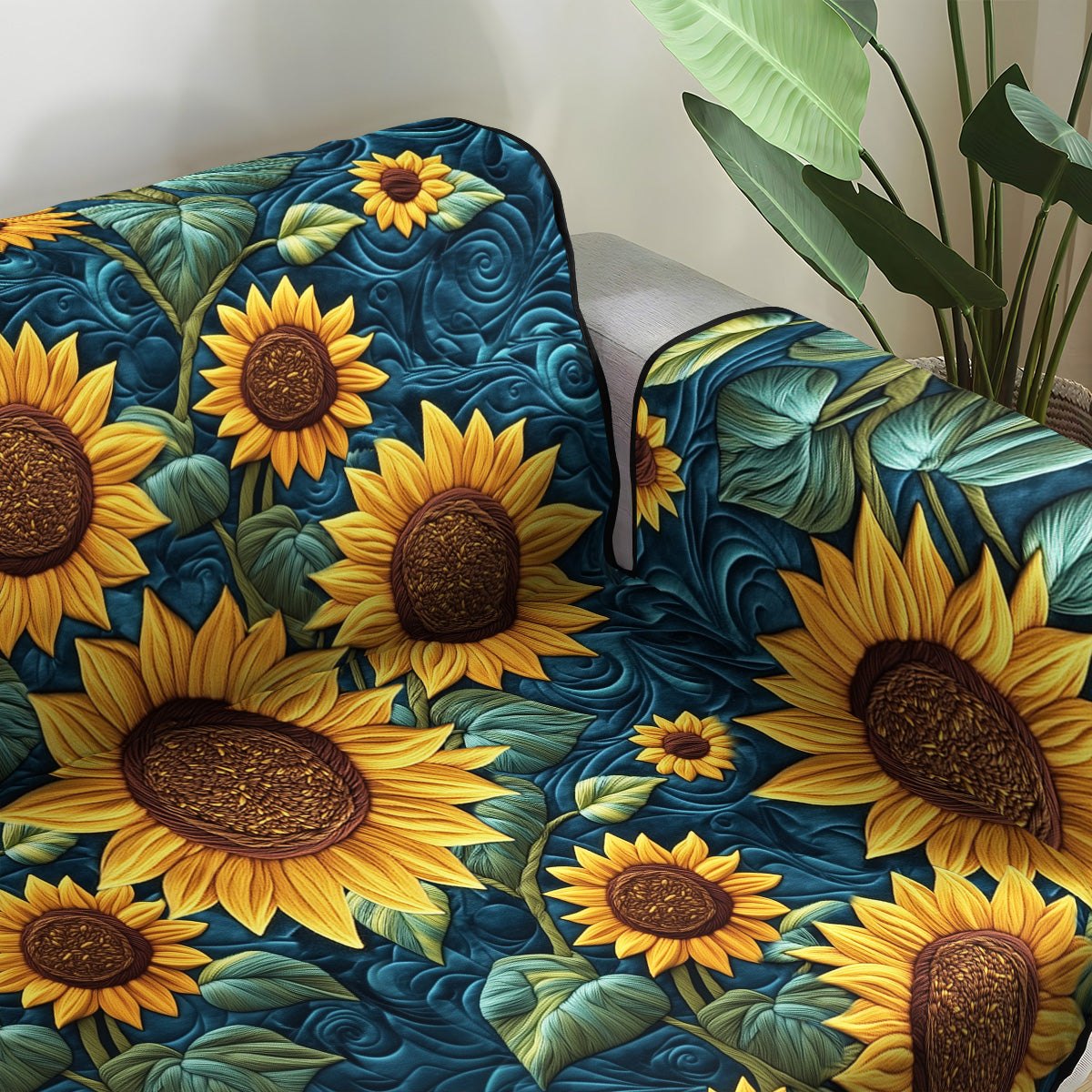 Golden Sunburst Sofa Cover
