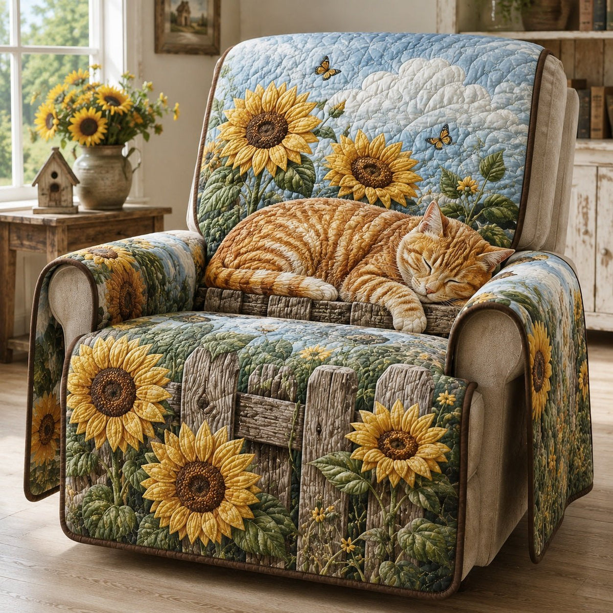 Golden Sunflower Purrs Sofa Cover