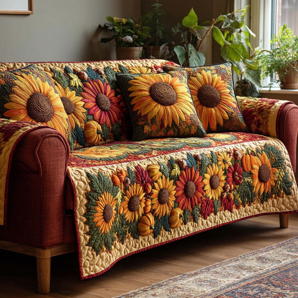Golden Sunflowers Sofa Cover