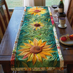 Sunflower on Green Swirls Table Runner