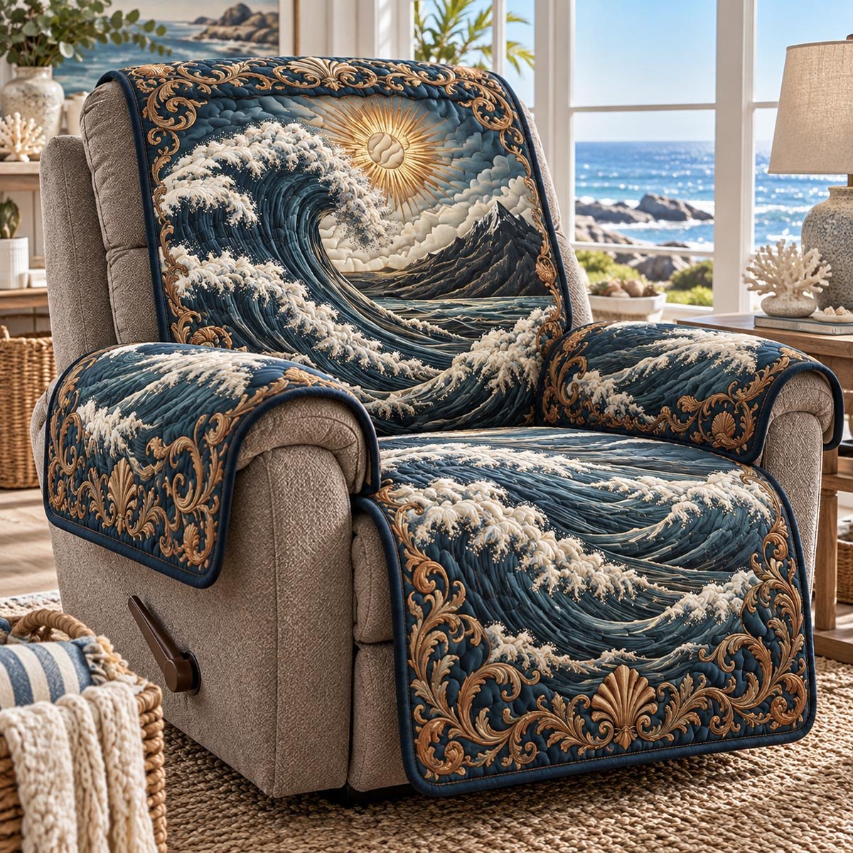 Golden Tide Wave Sofa Cover