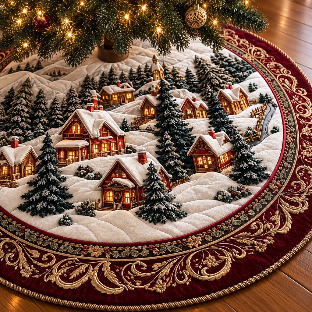 Golden Village Christmas Tree Skirt