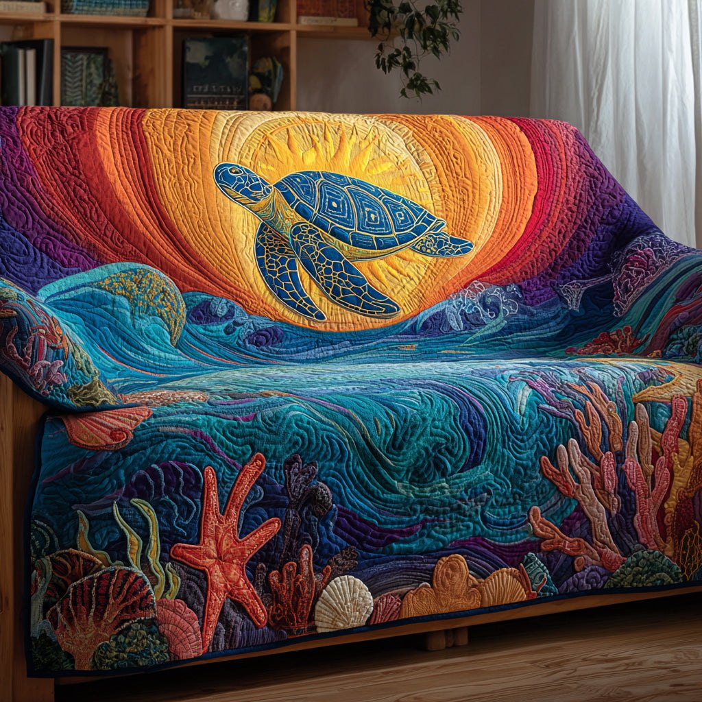 Golden Wave Turtle Sofa Cover